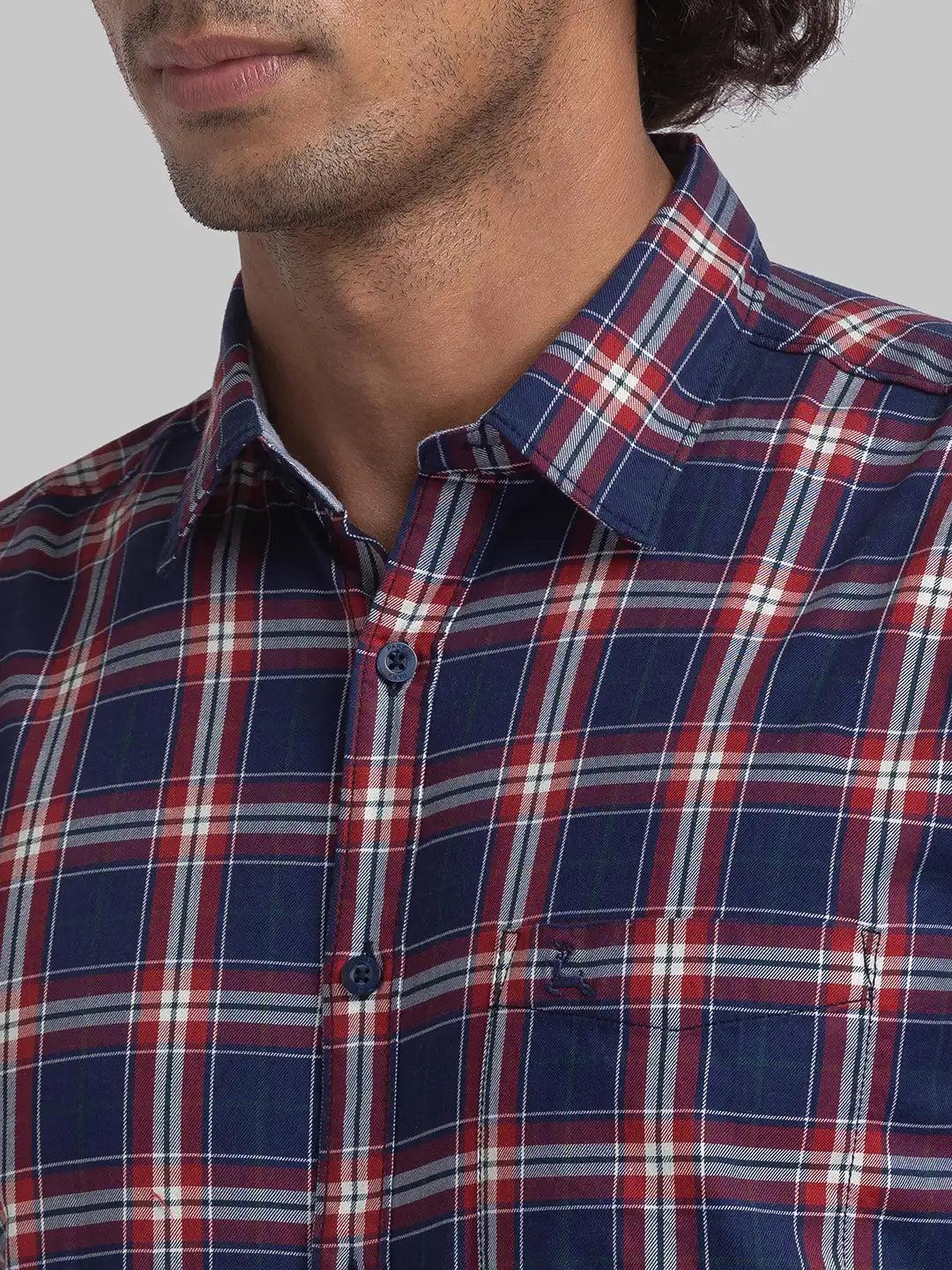 Parx Men Green Print Slim Fit Cotton Blend Full Sleeve Cutaway Collar Shirt
