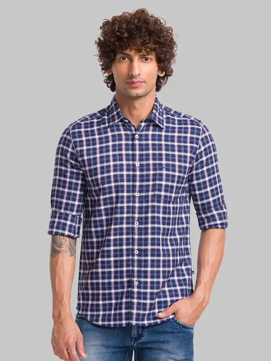 Men Slim Fit Blue Shirt