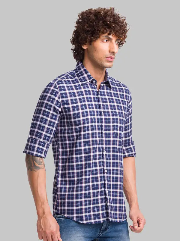 Men Slim Fit Blue Shirt