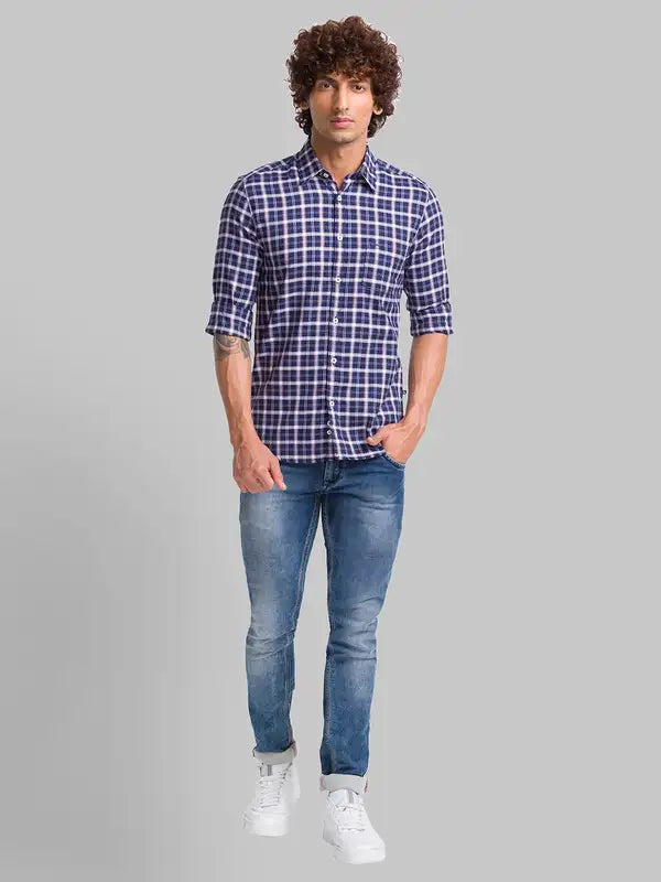 Men Slim Fit Blue Shirt