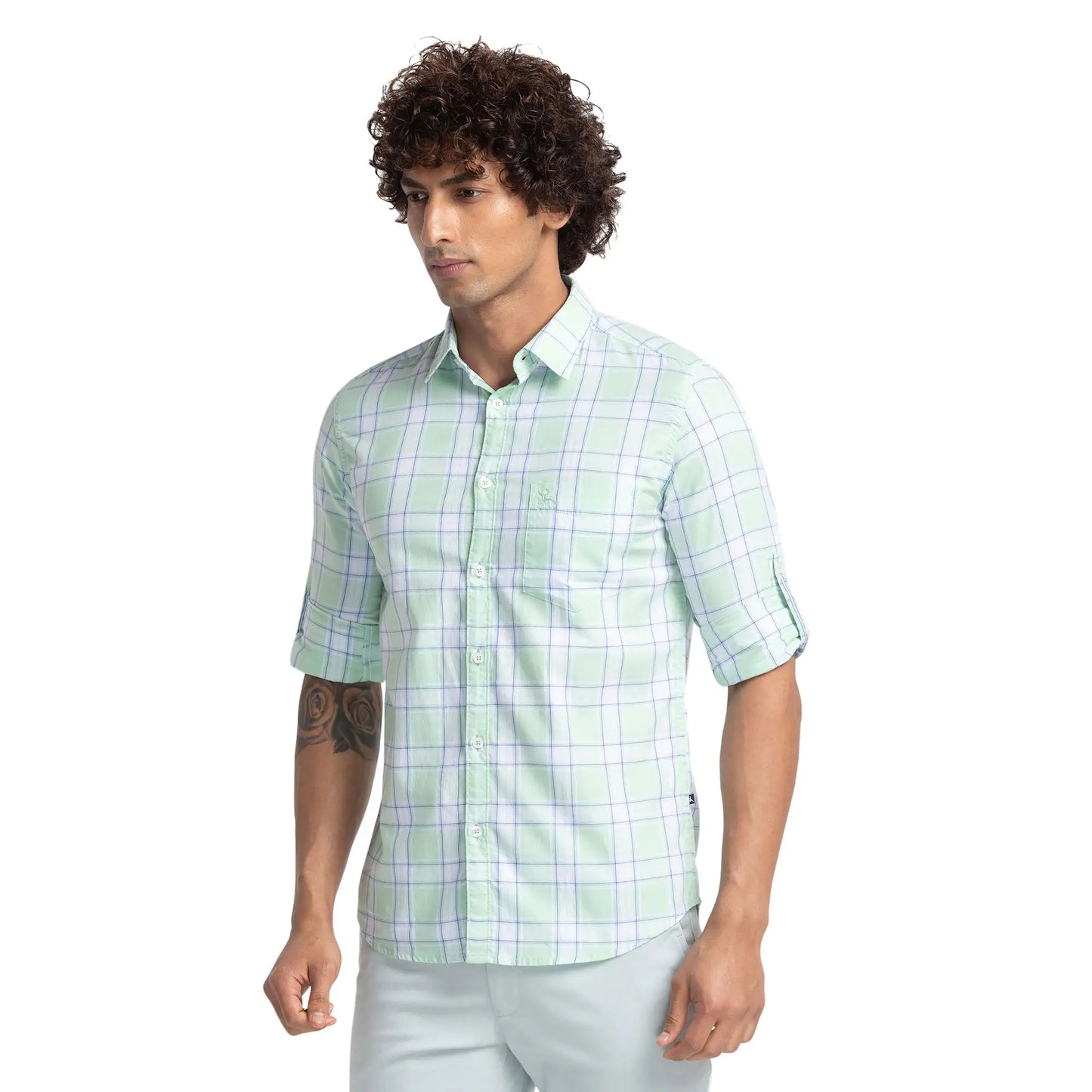 Men Slim Fit Blue Shirt
