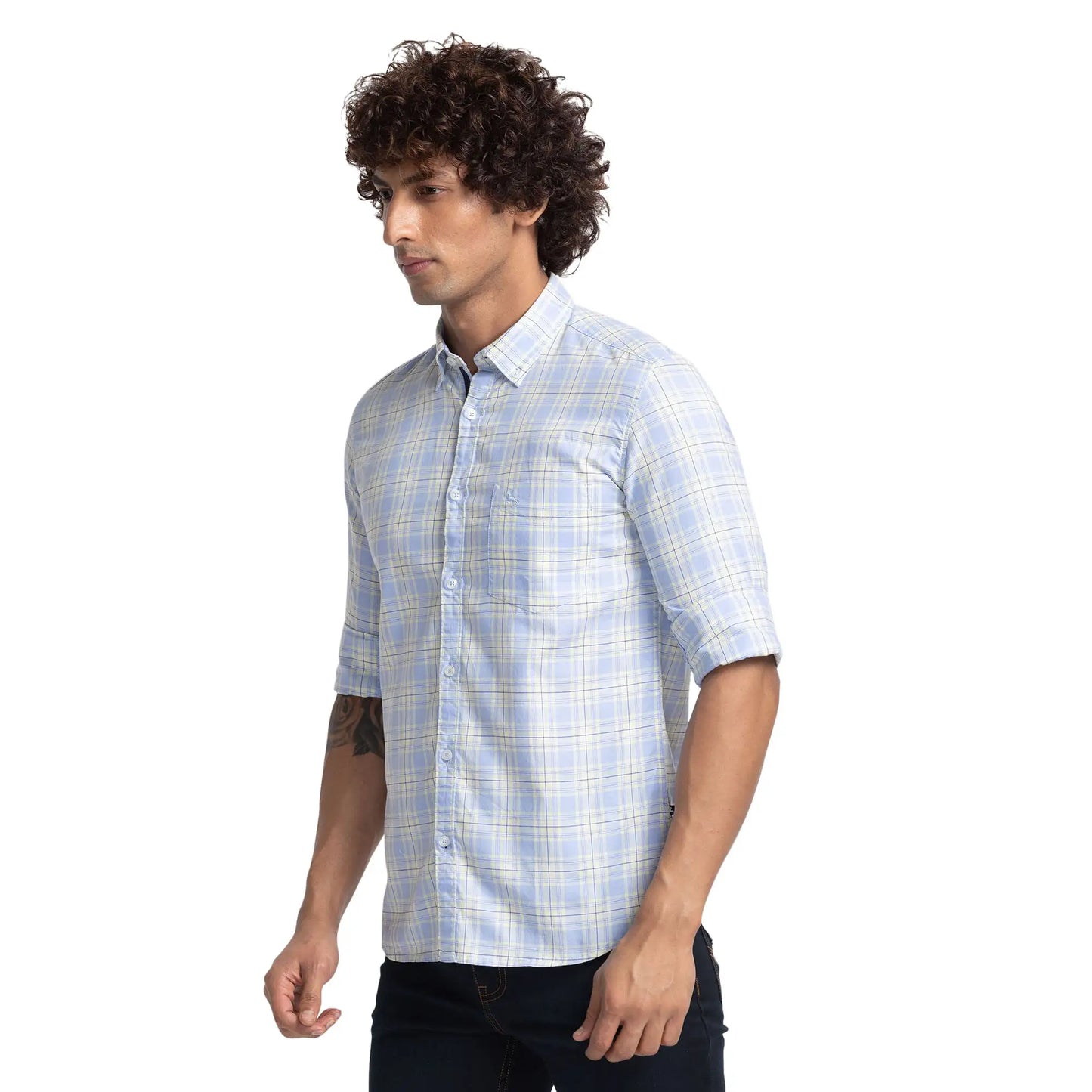 Men Slim Fit Green Shirt