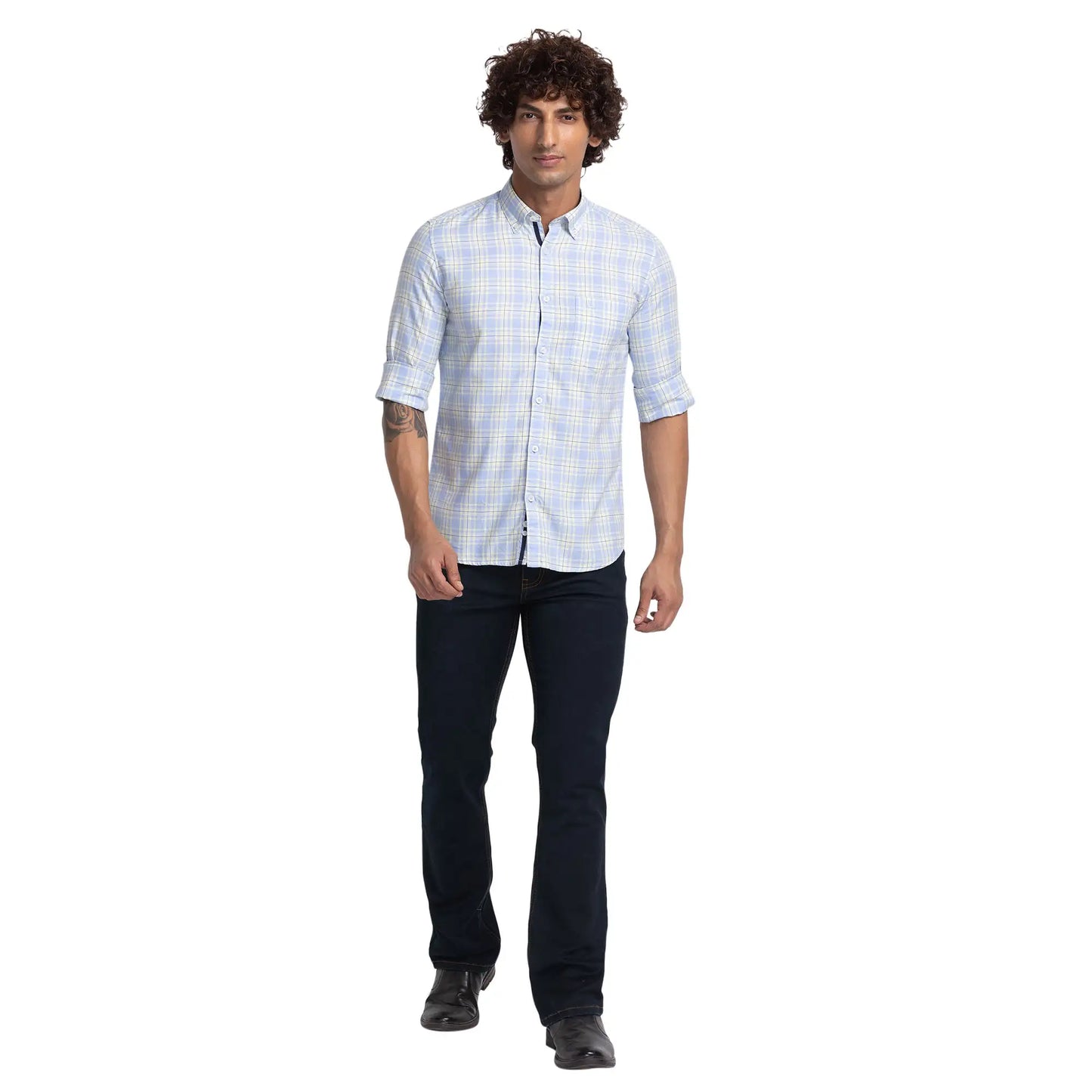 Men Slim Fit Green Shirt