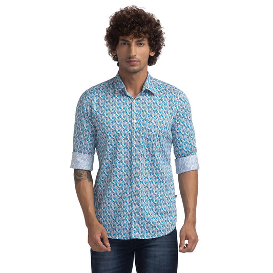 Men Slim Fit Orange Shirt