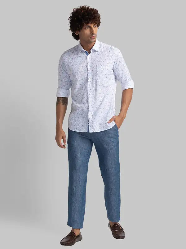 Men Slim Fit Blue Shirt