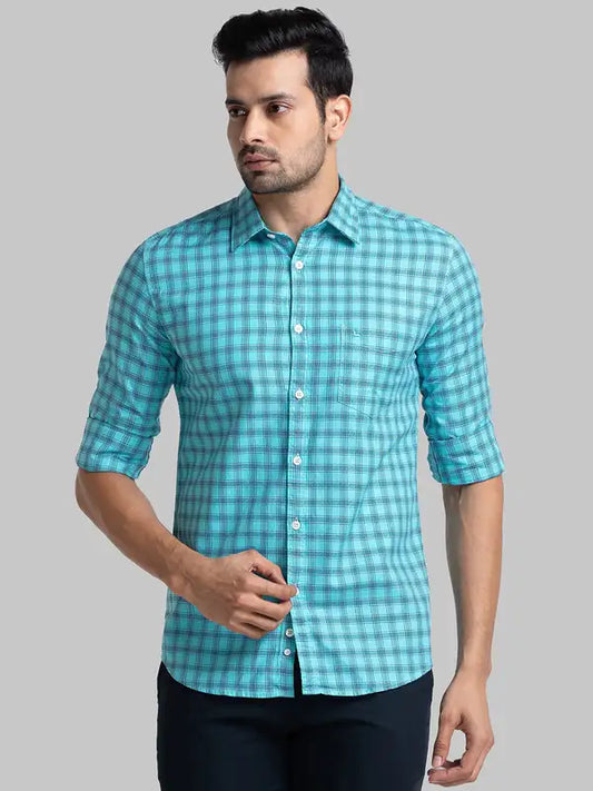 Men Slim Fit Blue Shirt