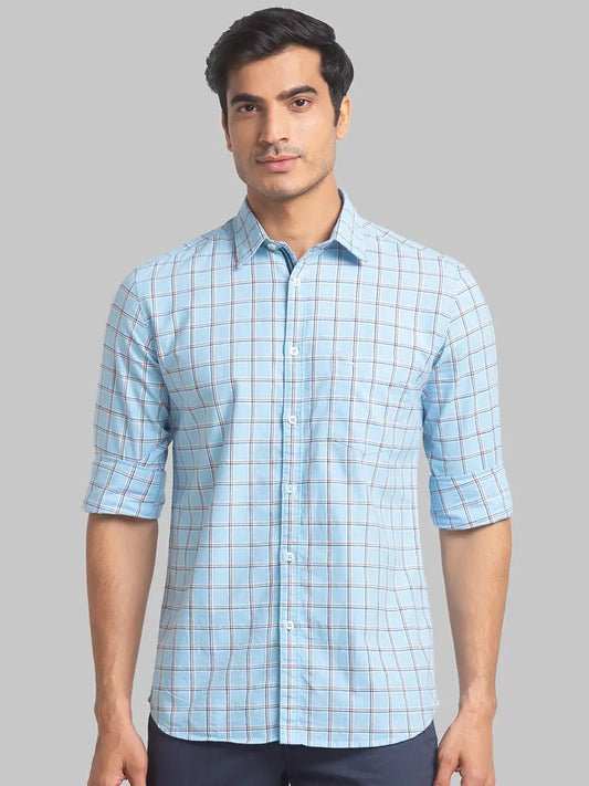 Men Green Slim Fit Checks  Cotton Full Sleeve Cutaway Collar Shirts
