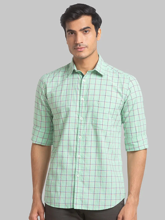 Men Blue Slim Fit Stripe  Cotton Full Sleeve Cutaway Collar Shirts