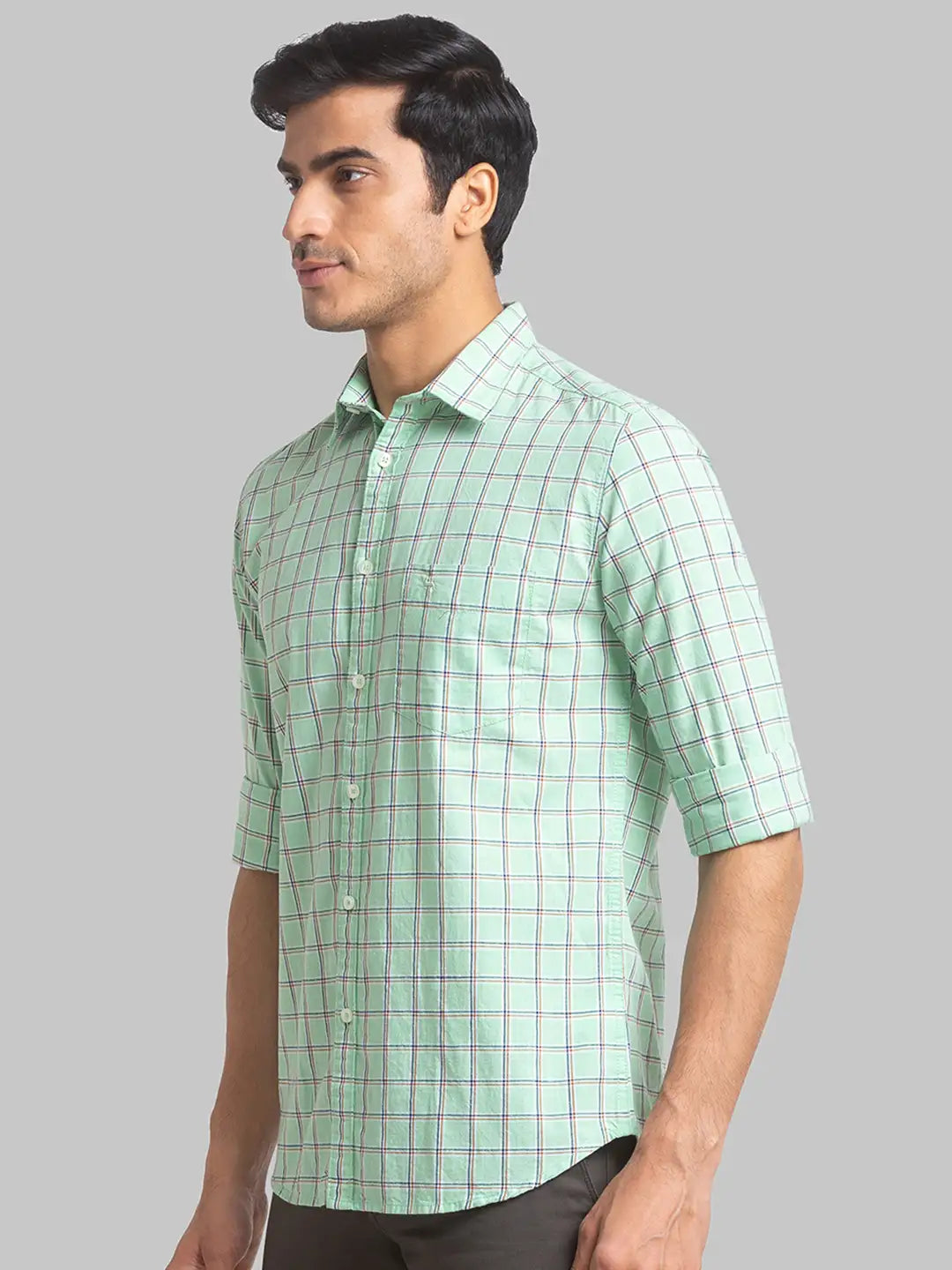 Men Blue Slim Fit Stripe  Cotton Full Sleeve Cutaway Collar Shirts