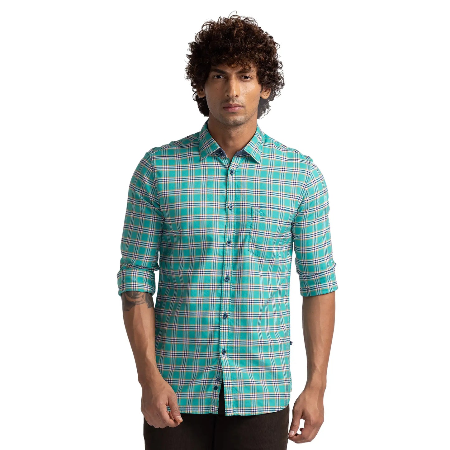 Men Slim Fit Orange Shirt