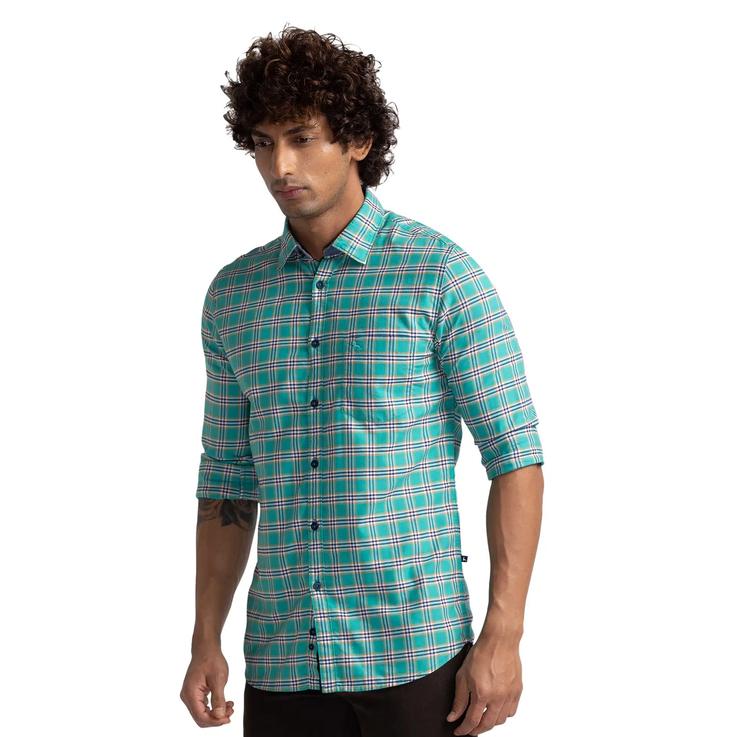 Men Slim Fit Orange Shirt