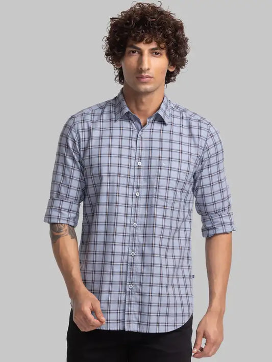Men Slim Fit Grey Shirt