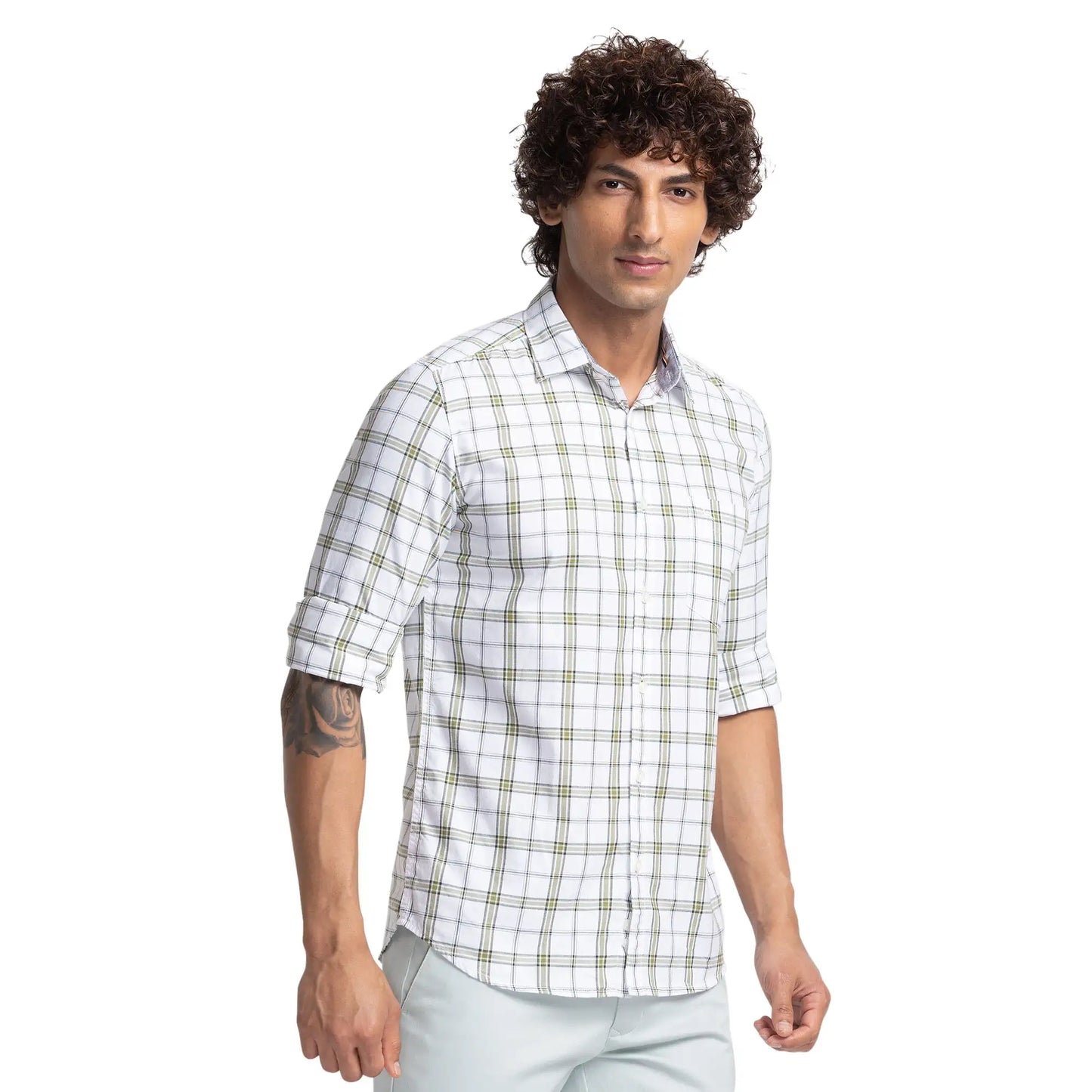 Men Slim Fit Green Shirt