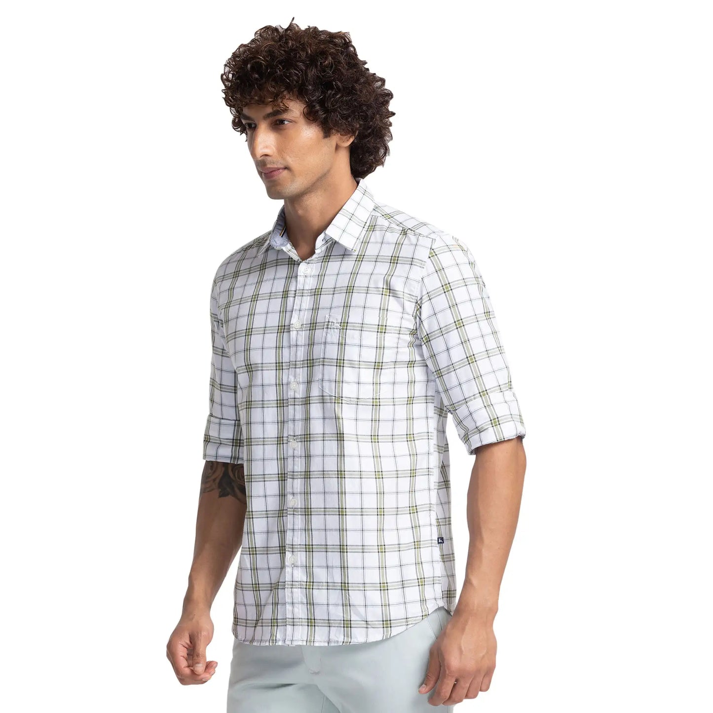 Men Slim Fit Green Shirt