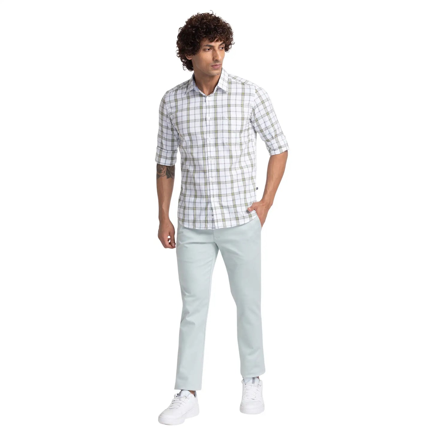 Men Slim Fit Green Shirt