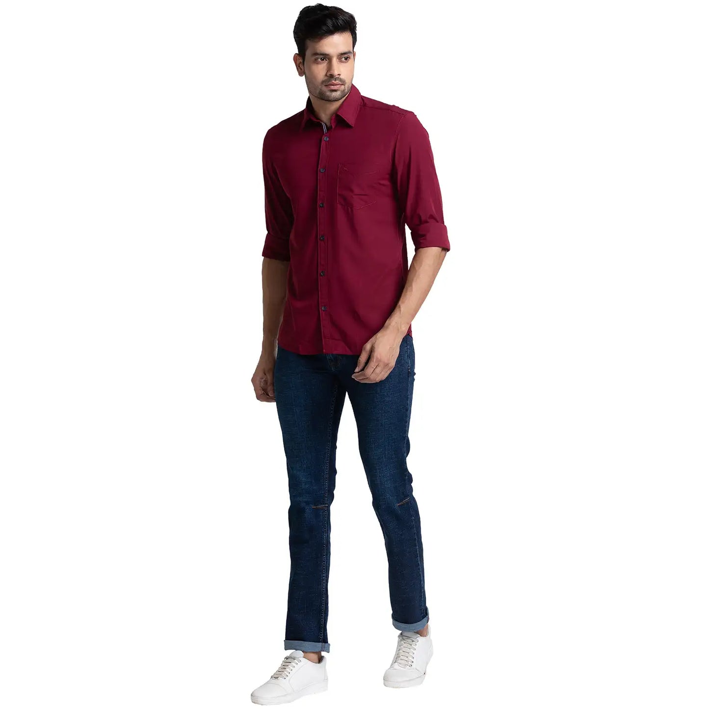 Men Slim Fit Blue Shirt