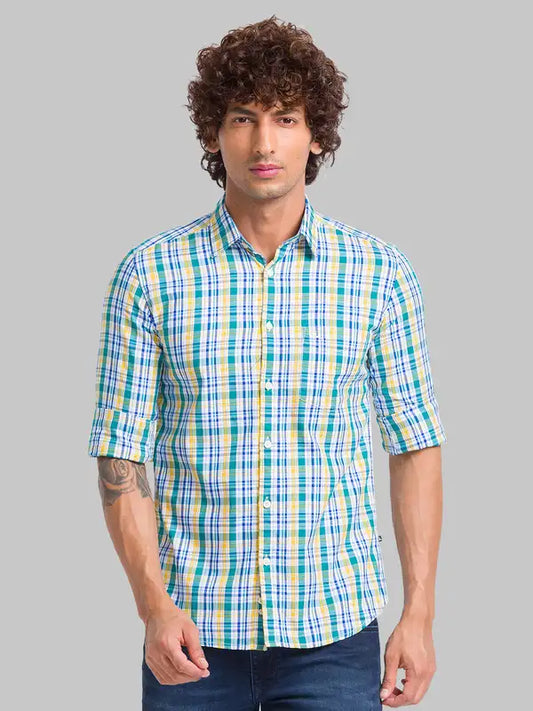 Men Slim Fit Blue Shirt