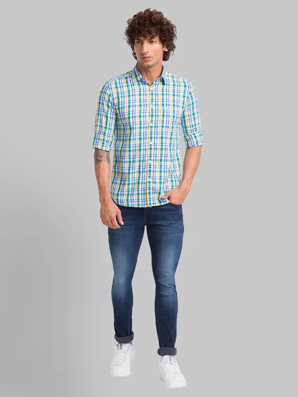 Men Slim Fit Blue Shirt