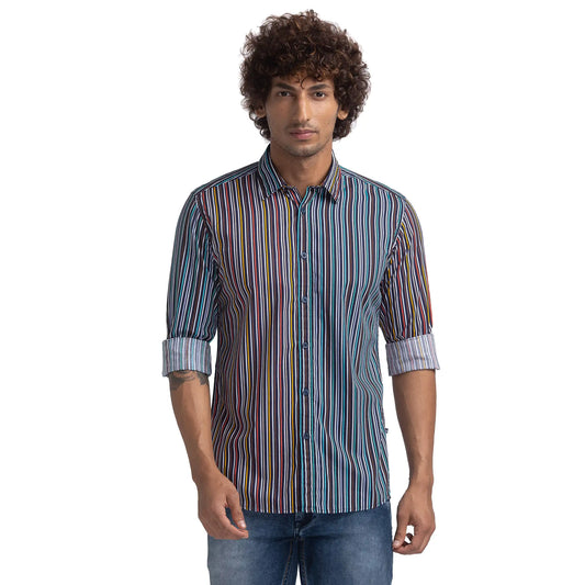 Men Slim Fit Blue Shirt