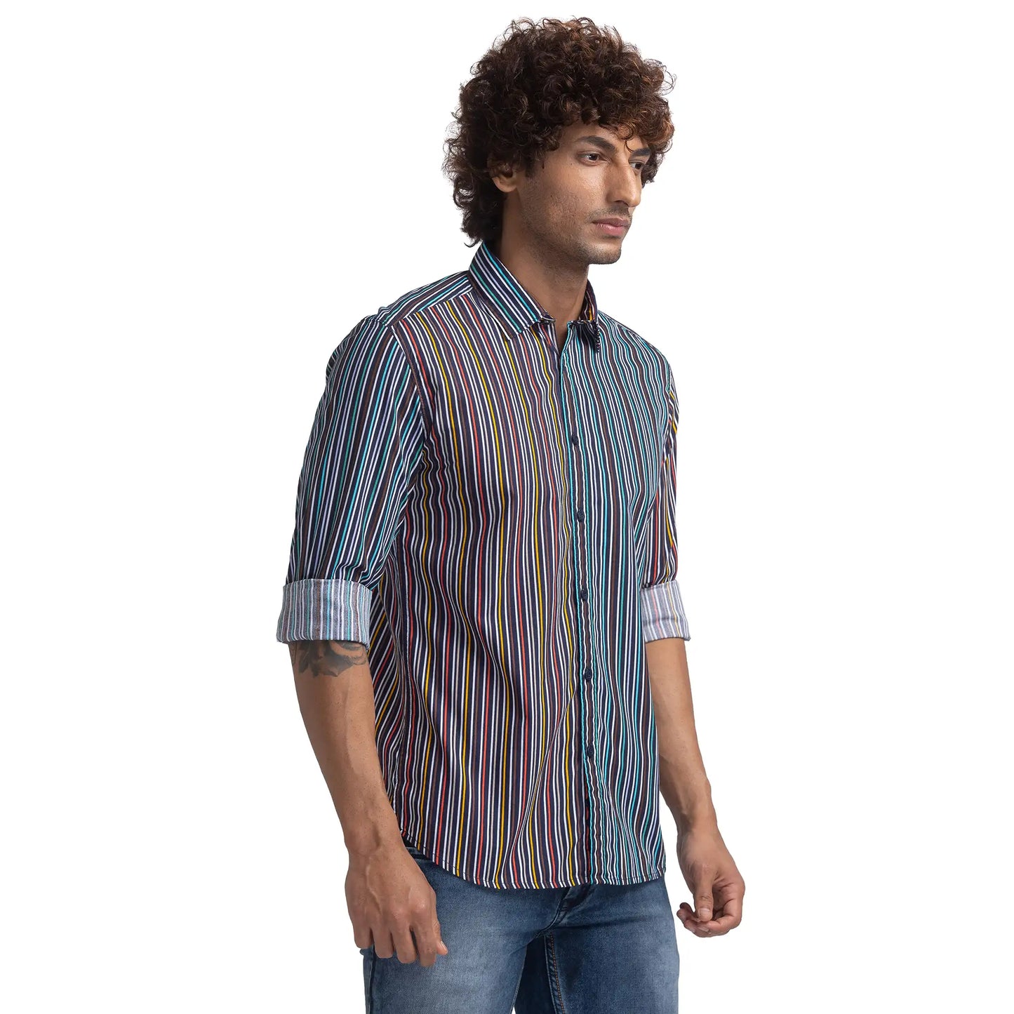 Men Slim Fit Blue Shirt