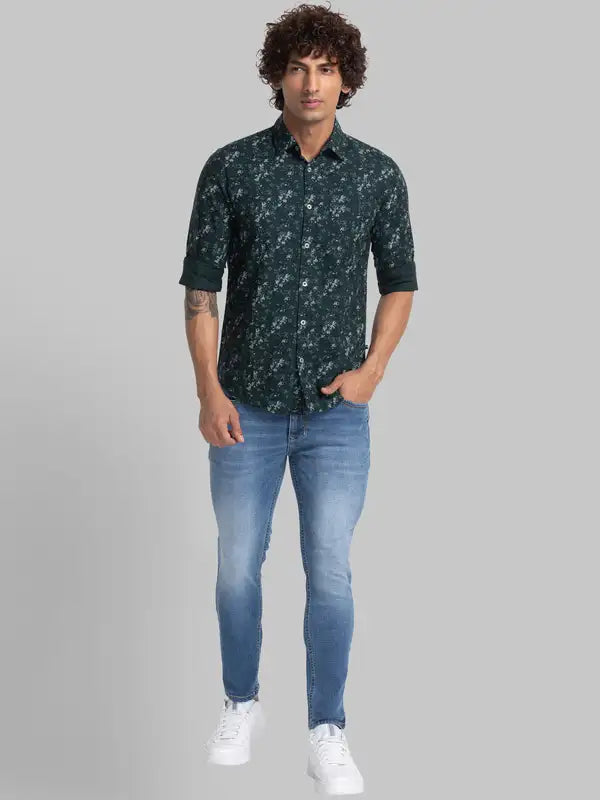 Men Slim Fit Yellow Shirt