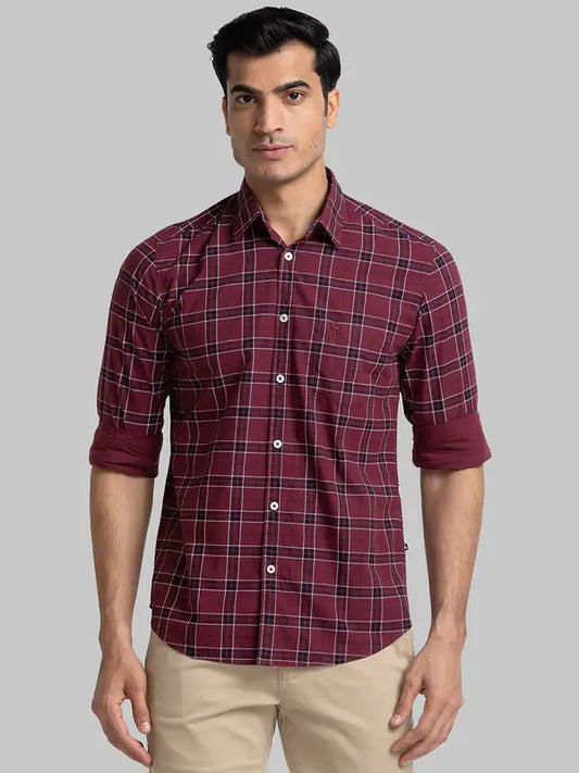 Men Slim Fit Maroon Shirt
