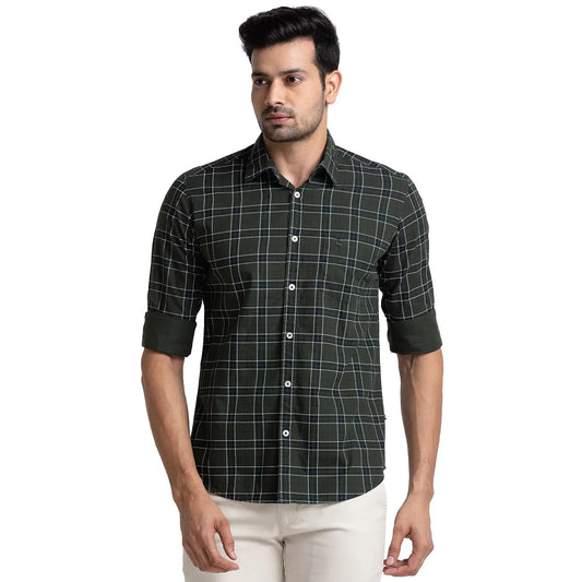 Men Slim Fit Green Shirt