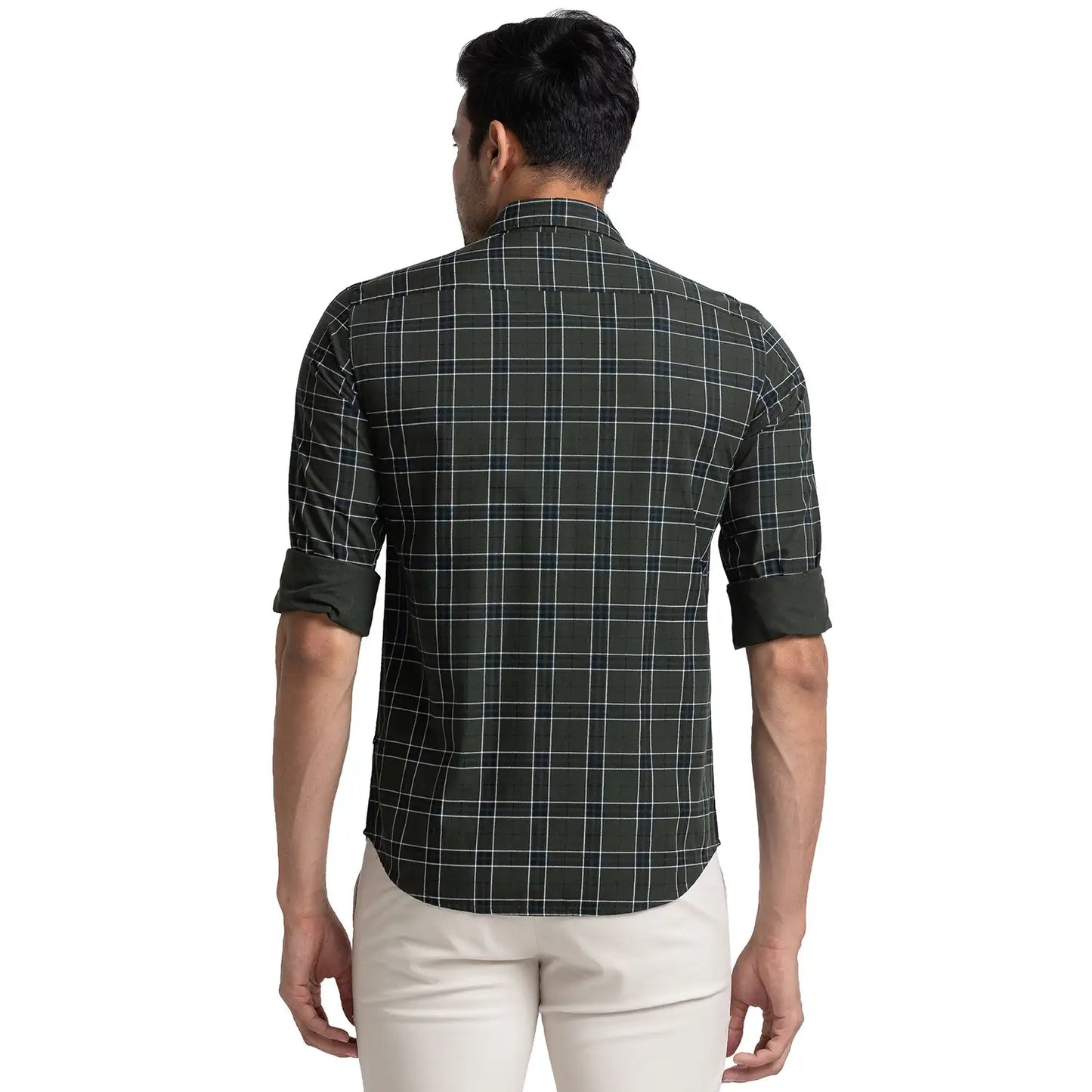 Men Slim Fit Green Shirt