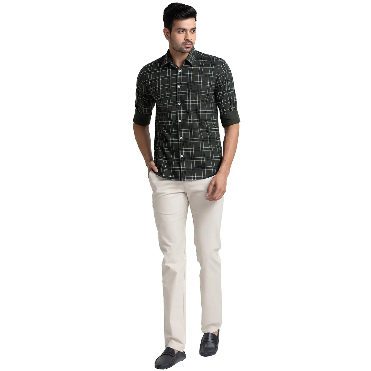 Men Slim Fit Green Shirt