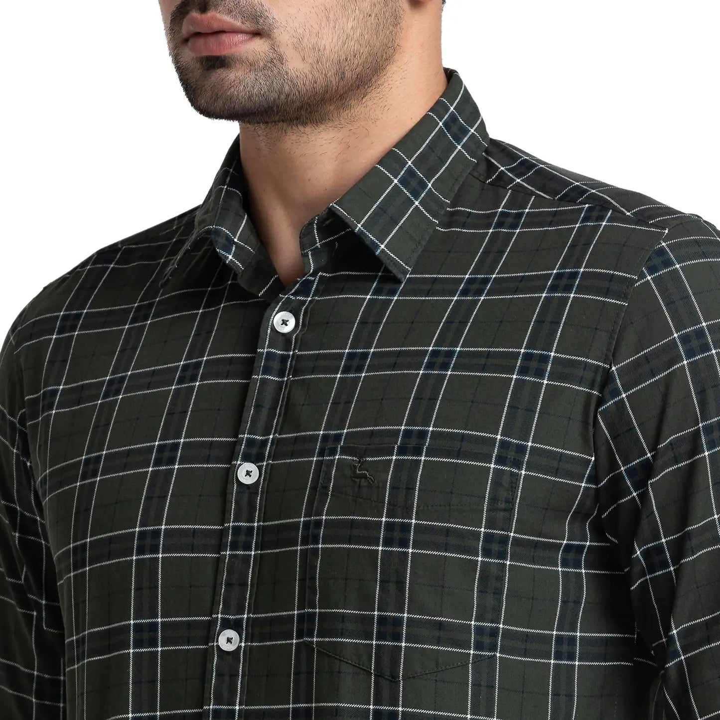 Men Slim Fit Green Shirt