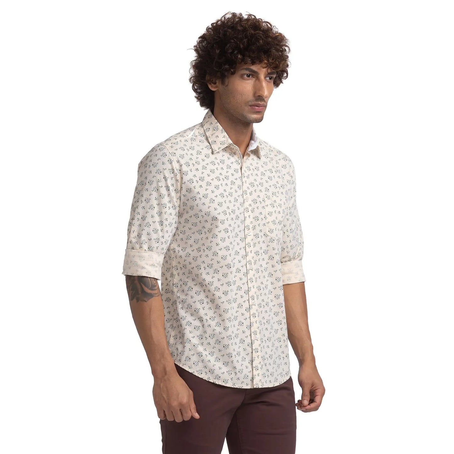 Men Slim Fit Green Shirt