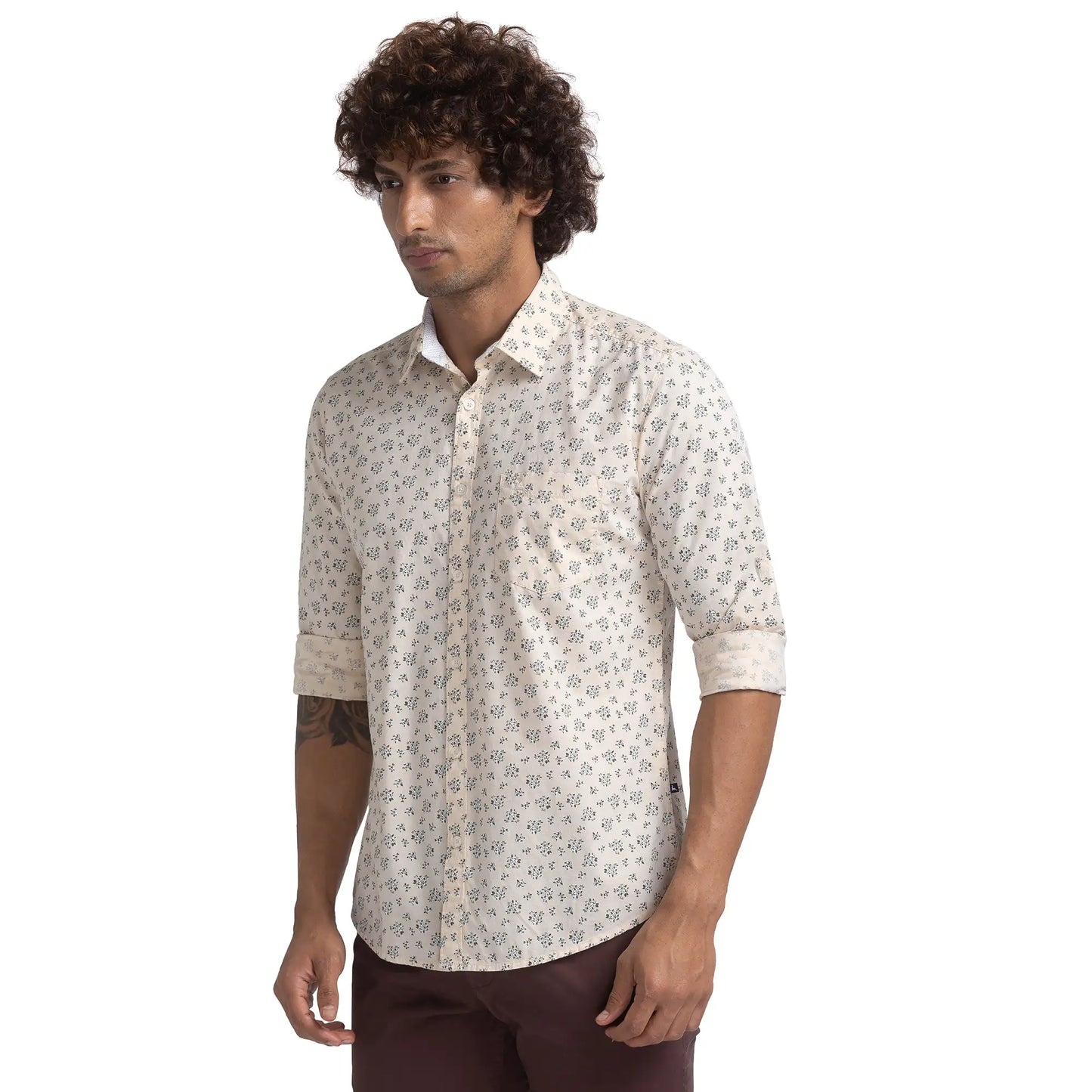 Men Slim Fit Green Shirt