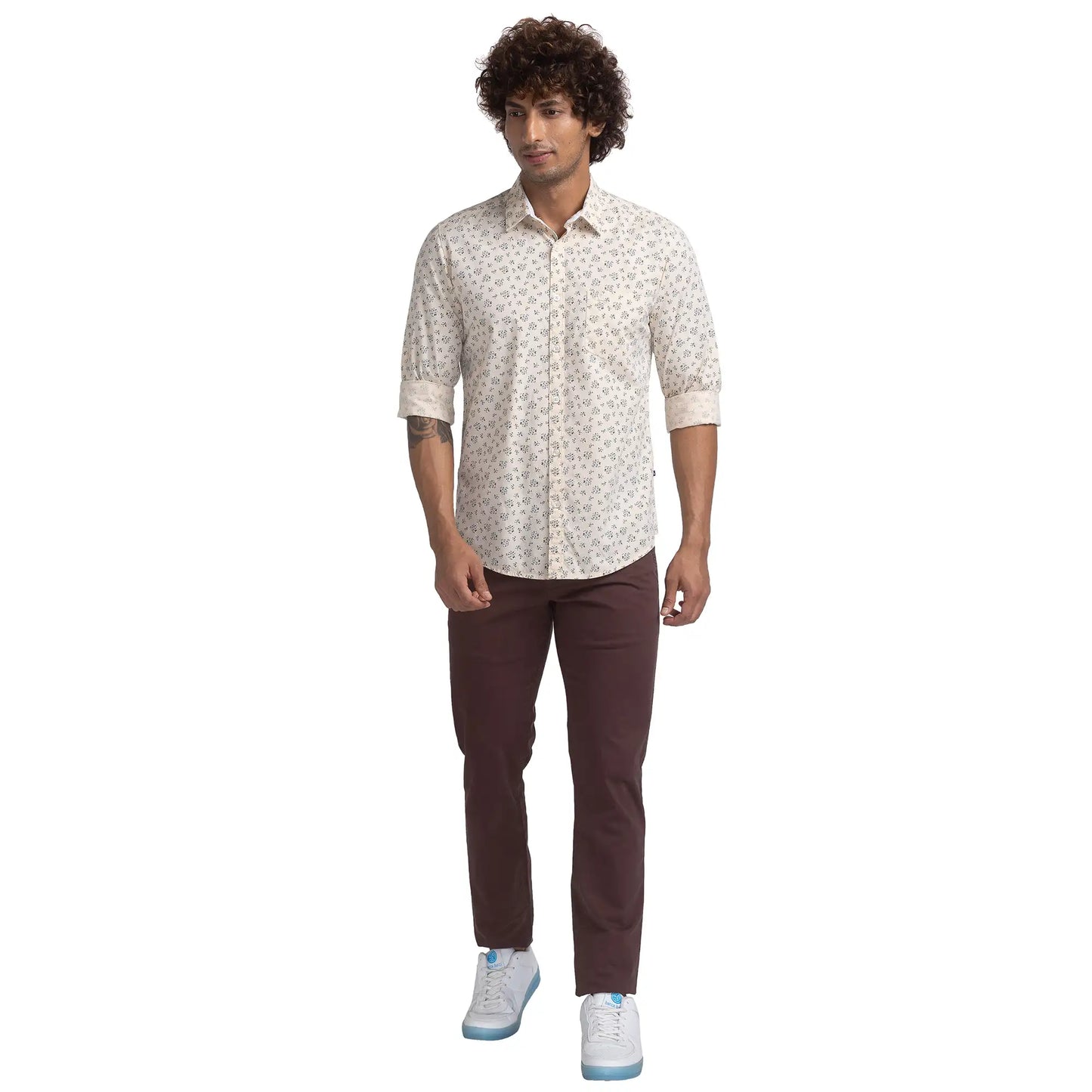 Men Slim Fit Green Shirt