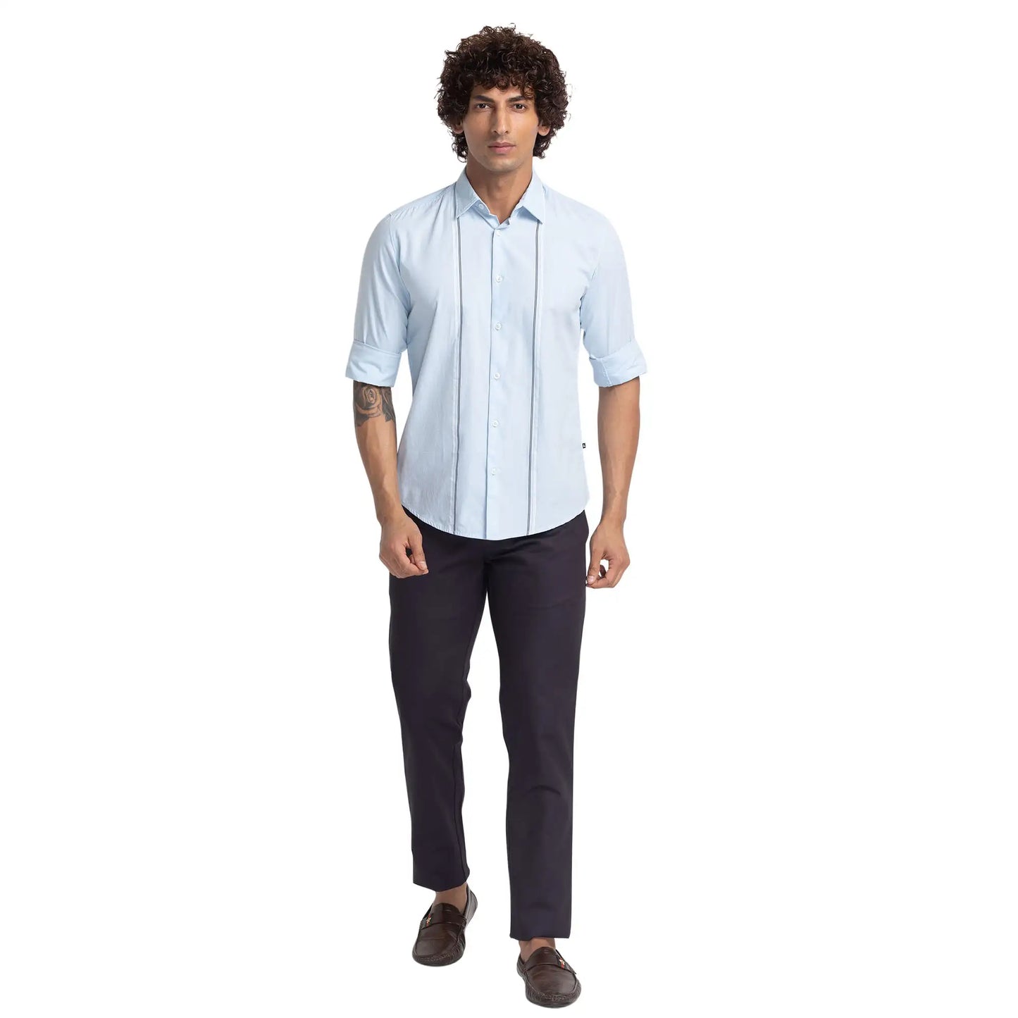 Men Slim Fit Yellow Shirt