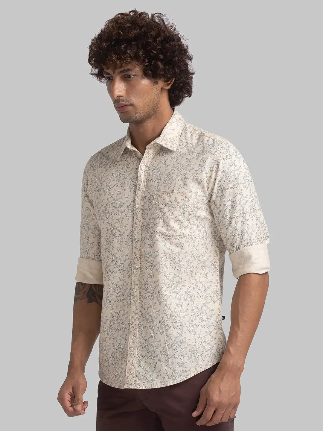 Parx Men Blue Engineered Slim Fit Cotton Full Sleeve Shirts