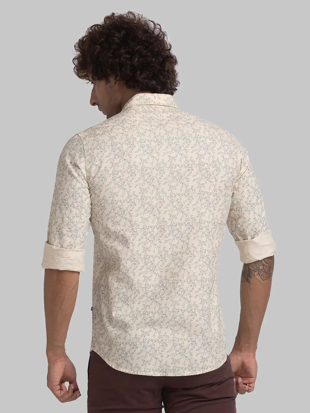 Parx Men Blue Engineered Slim Fit Cotton Full Sleeve Shirts