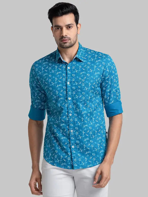 Men Slim Fit Blue Shirt