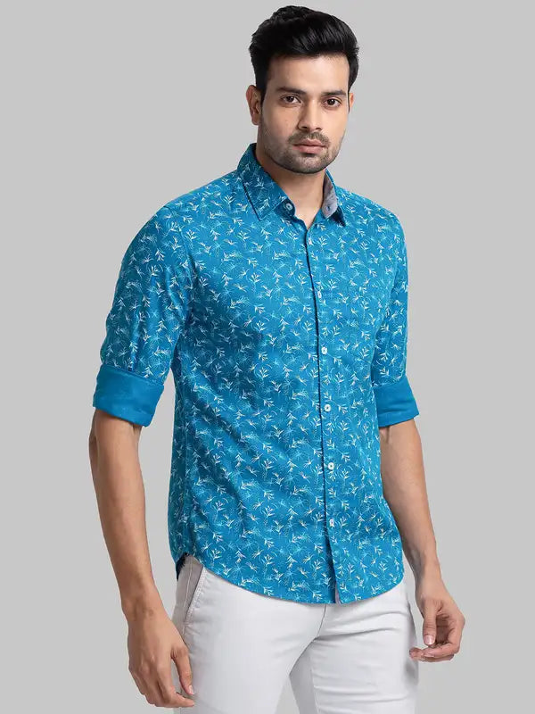 Men Slim Fit Blue Shirt