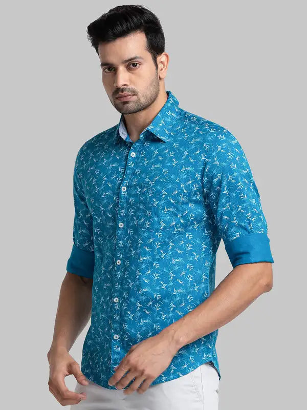 Men Slim Fit Blue Shirt