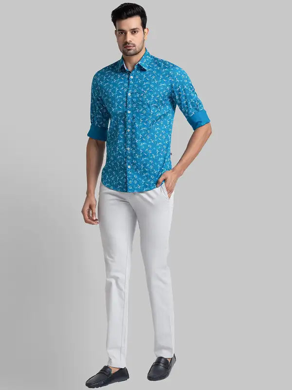 Men Slim Fit Blue Shirt