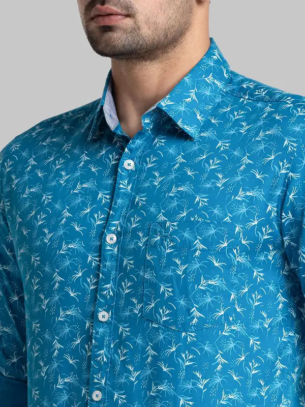 Men Slim Fit Blue Shirt