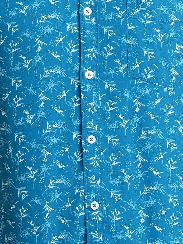 Men Slim Fit Blue Shirt