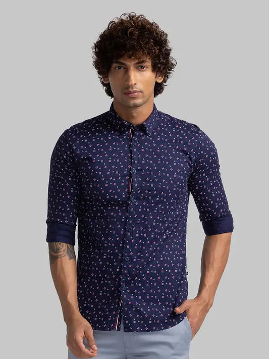 Men Slim Fit Blue Shirt