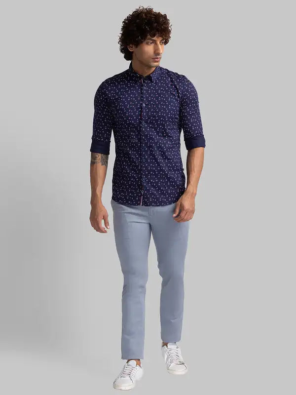 Men Slim Fit Blue Shirt