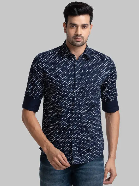 Men Slim Fit Blue Shirt