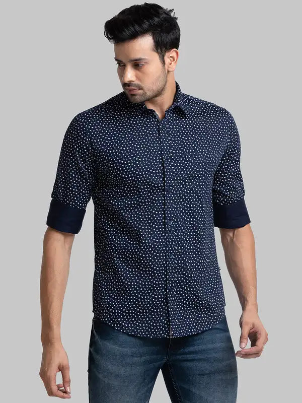 Men Slim Fit Blue Shirt