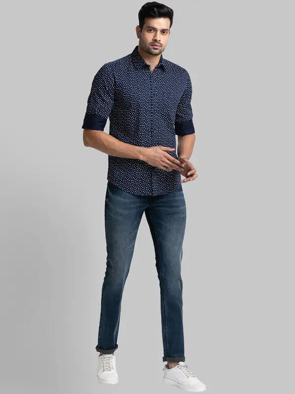 Men Slim Fit Blue Shirt