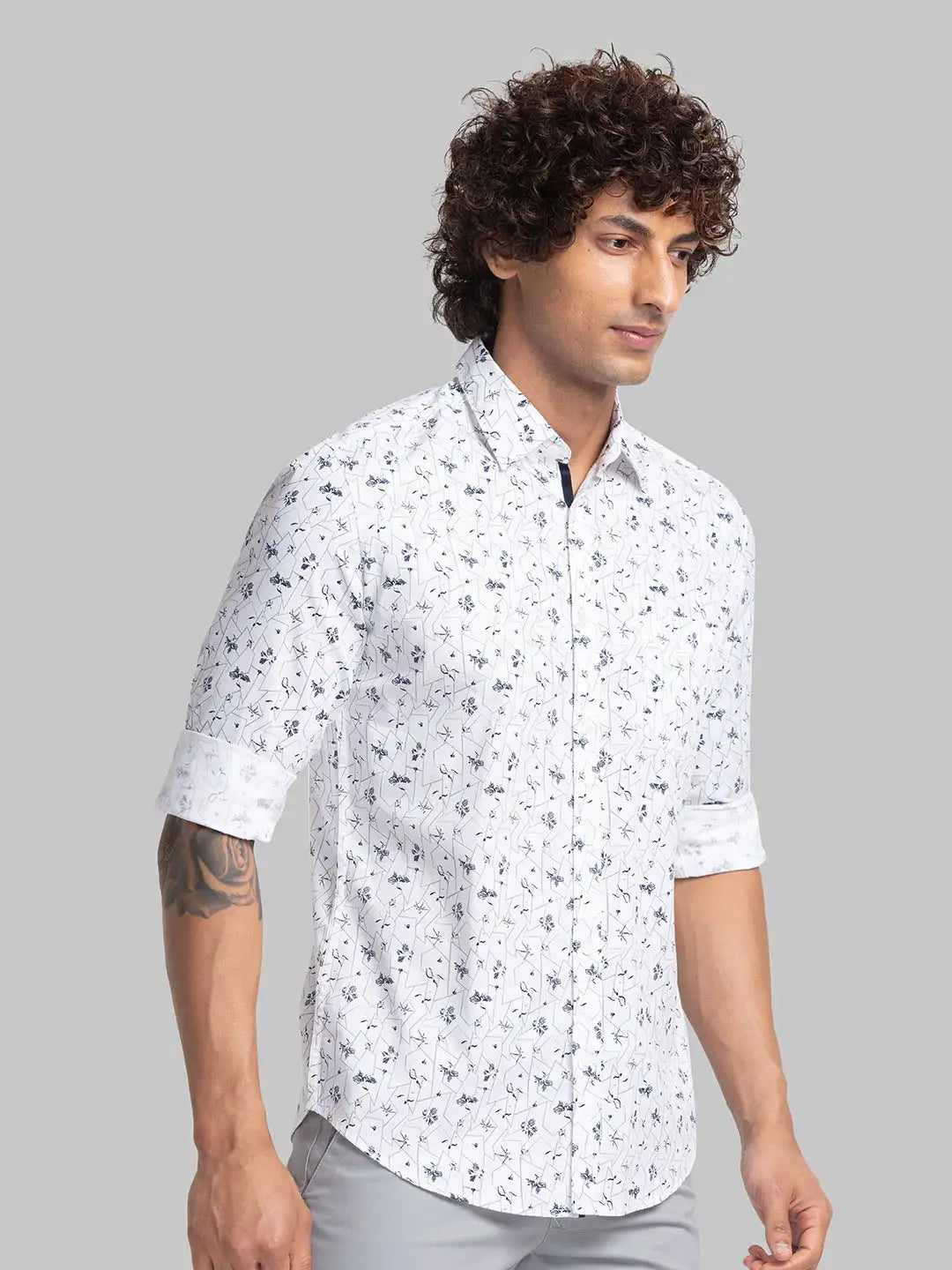 Parx Men Blue Checks Slim Fit Cotton Full Sleeve Shirts