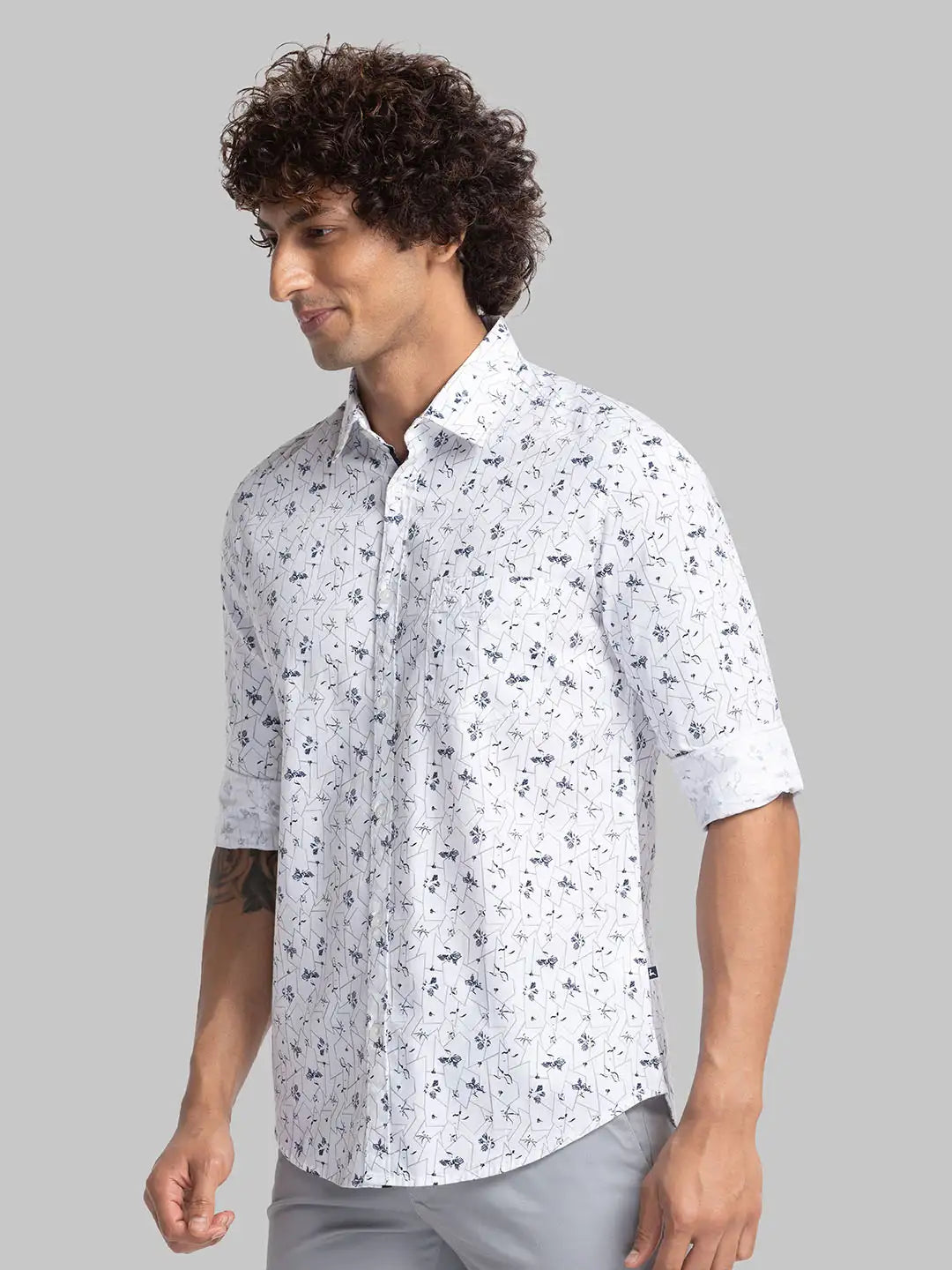 Parx Men Blue Checks Slim Fit Cotton Full Sleeve Shirts