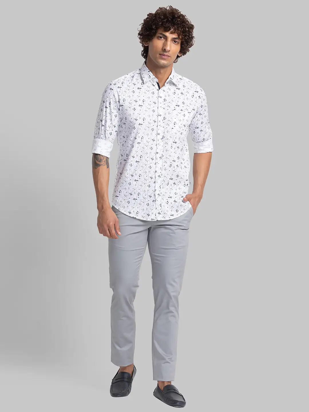 Parx Men Blue Checks Slim Fit Cotton Full Sleeve Shirts